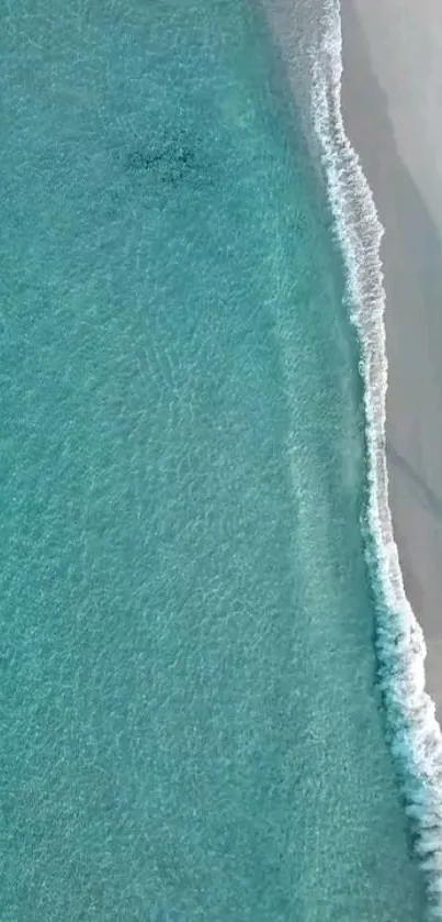 Tranquil ocean shoreline with gentle waves and a sandy beach