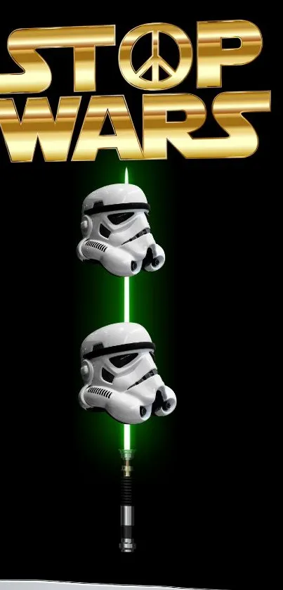 Star Wars themed wallpaper with peace message and lightsaber design.