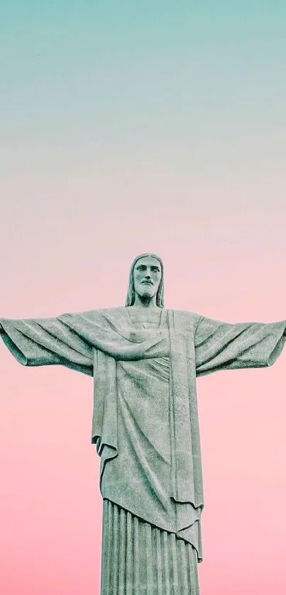 Monument against a pastel pink and blue sky with a calming effect.