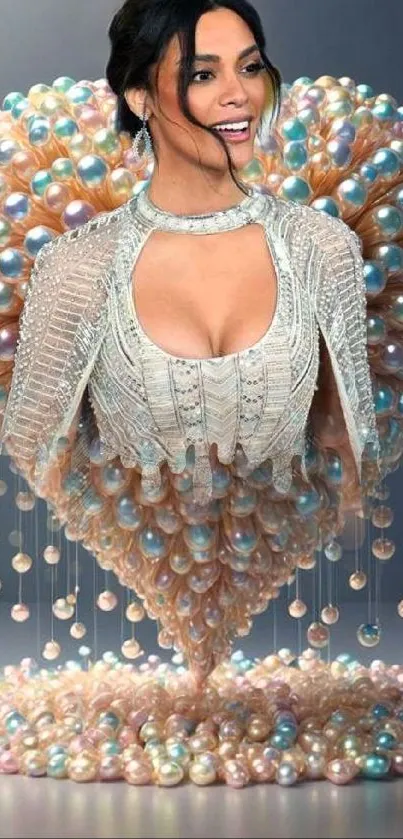 Fantasy pearl heart with artistic design