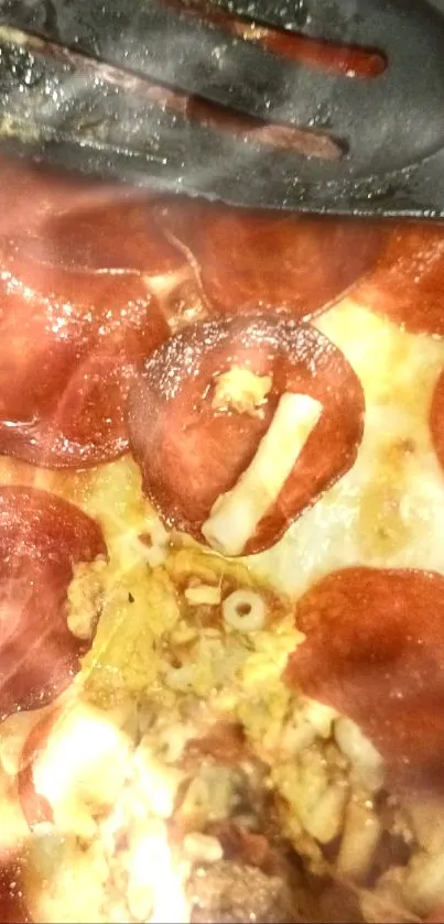 Close-up of a pepperoni pizza with melted cheese.
