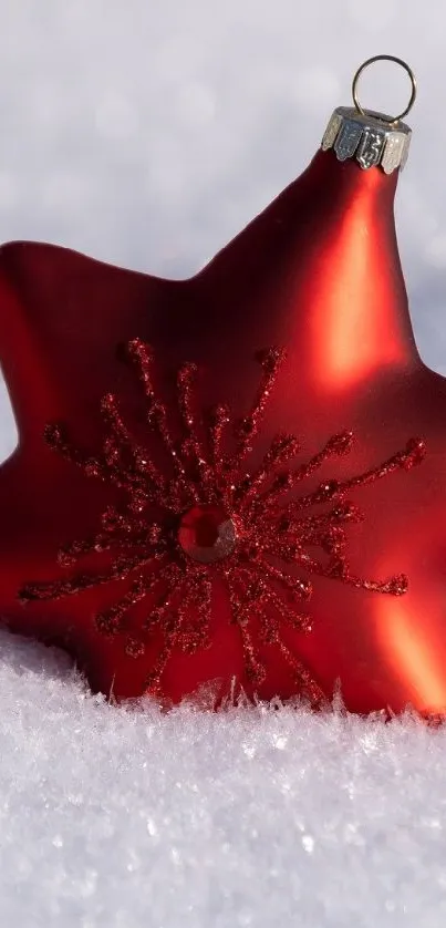 star dug in snow Live Wallpaper