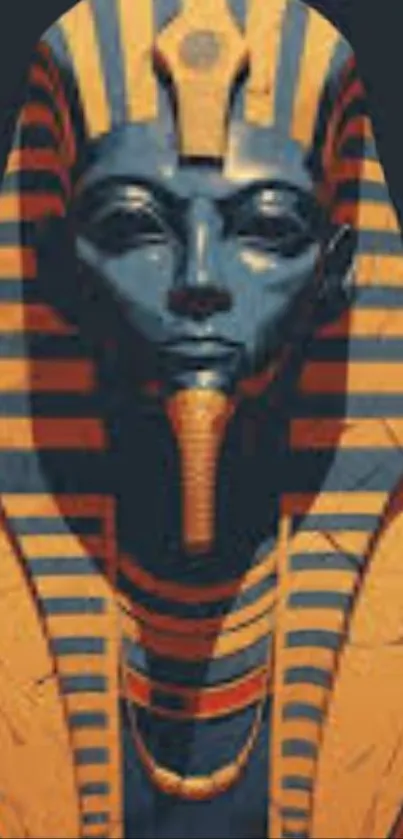 Ancient Egyptian pharaoh wallpaper with golden and blue hues.