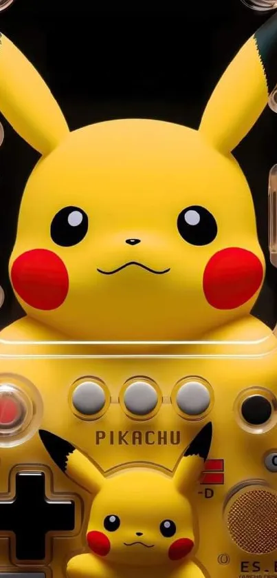 Pikachu themed retro phone wallpaper featuring bold yellow design.