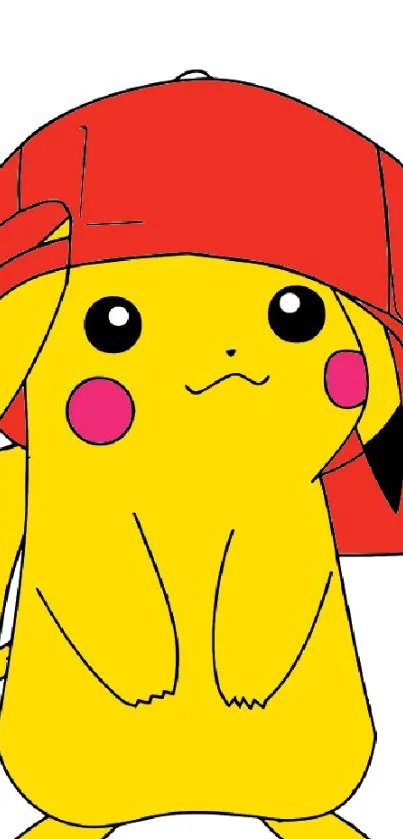 Pikachu wearing a red cap on a white background.