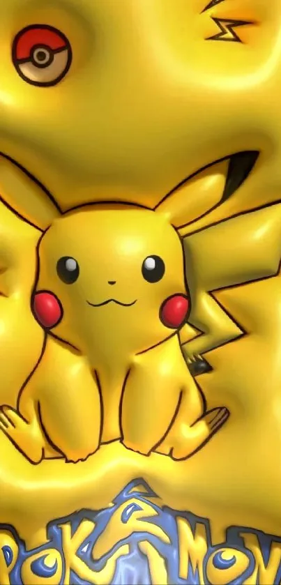 Bright yellow Pikachu Pokémon wallpaper with cute design.
