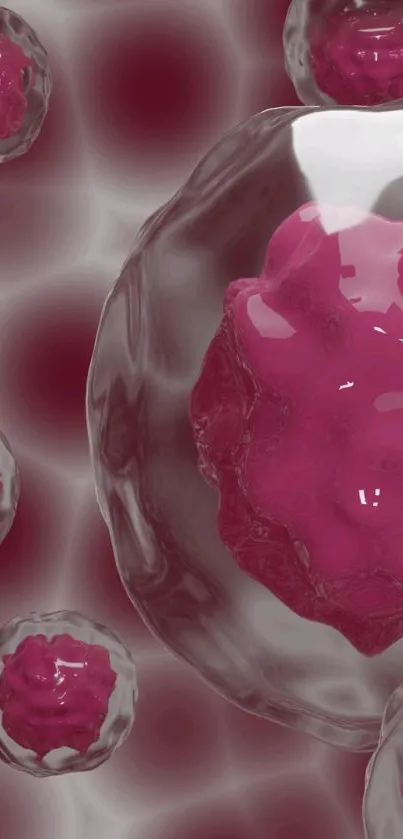 Pink abstract 3D cell design wallpaper with vibrant textures and depth.