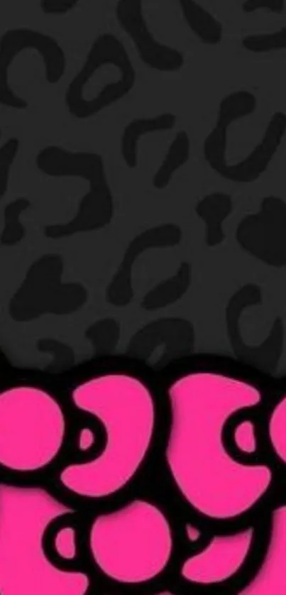 Pink and black leopard print phone wallpaper with bold design.