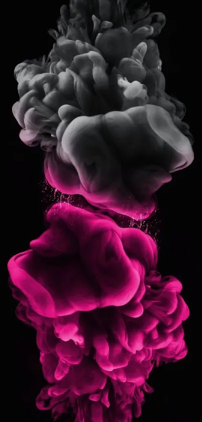 Abstract black and pink smoke on a dark background.