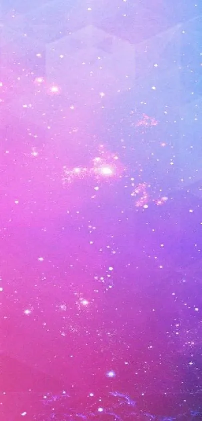 Pink and purple galaxy wallpaper with stars and geometric patterns.