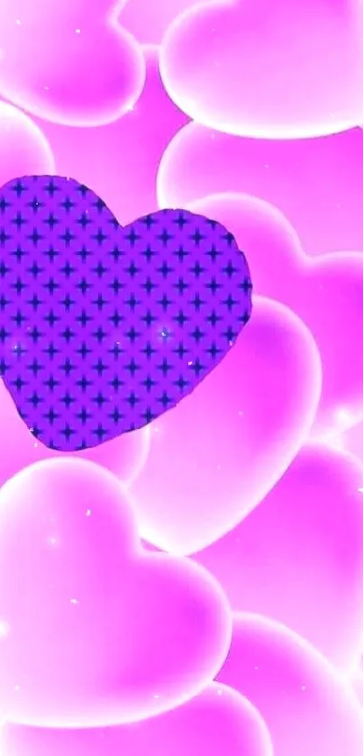 Pink and purple heart pattern wallpaper for phones.