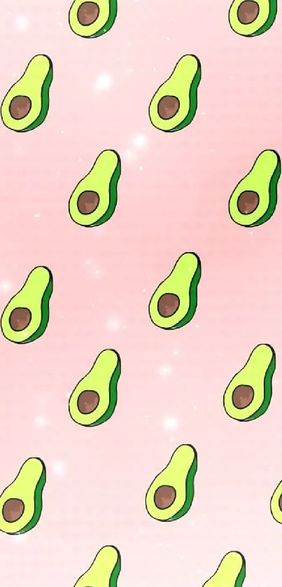 Pink background with repeating avocado illustrations.