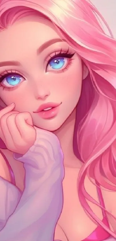 Pink Beauty Long Hair Live Wallpaper