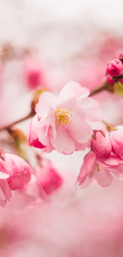 Beautiful pink cherry blossom wallpaper for mobile devices.