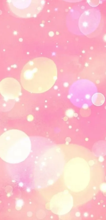 Whimsical pink bokeh with sparkles wallpaper.