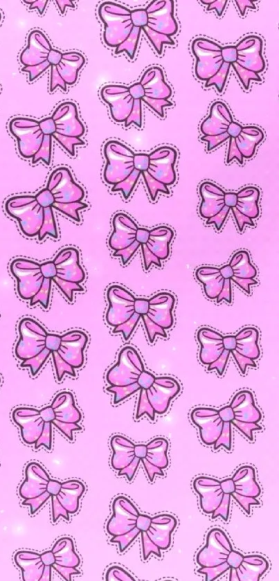 Pink bow pattern wallpaper with a playful design.