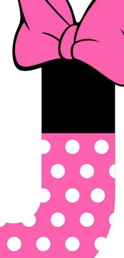 Pink bow and polka dot letter wallpaper design.