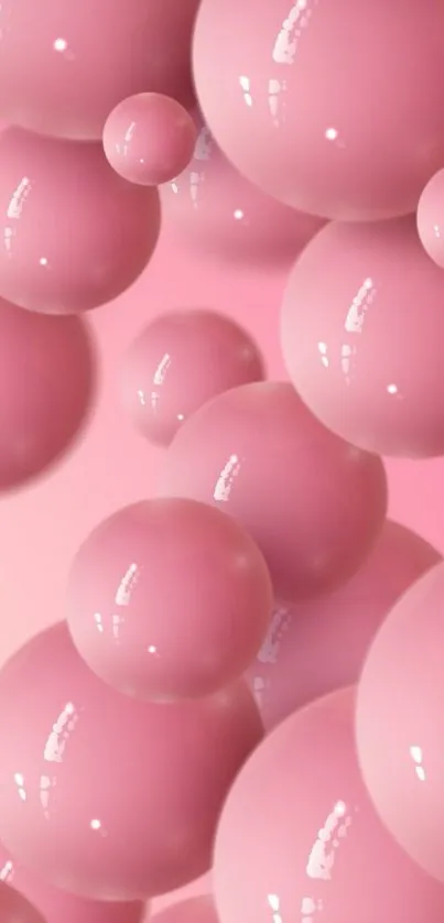 Glossy pink bubbles create a dynamic and vibrant mobile wallpaper background.