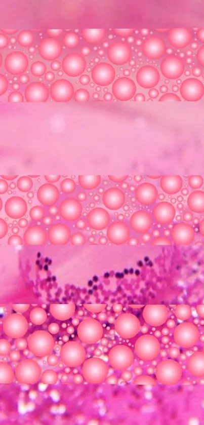 Pink glitter wallpaper with bubbles and sparkle design.