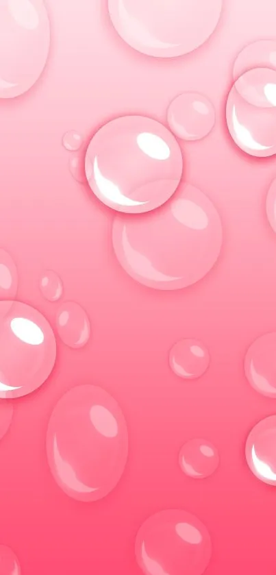 Vibrant pink gradient wallpaper with glossy bubbles.