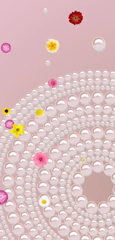 Pink wallpaper with bubble pattern design.