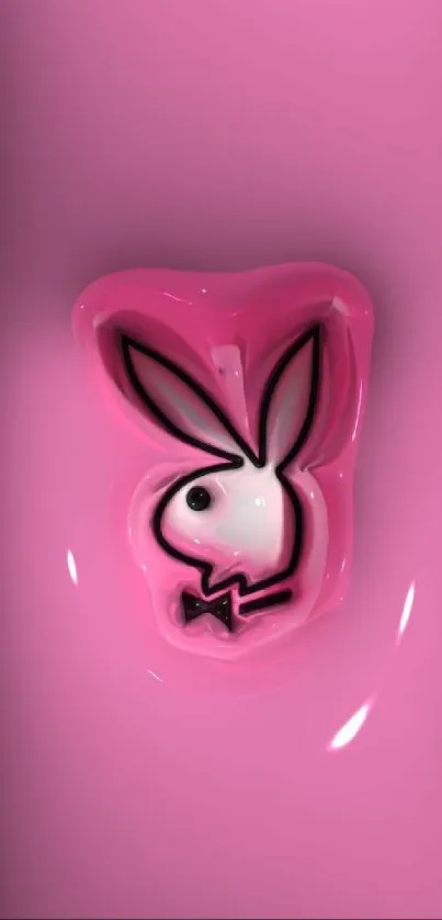 Glossy pink wallpaper featuring a bunny design.