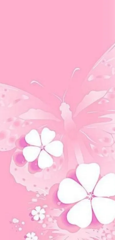 Pink butterfly with floral design mobile wallpaper.