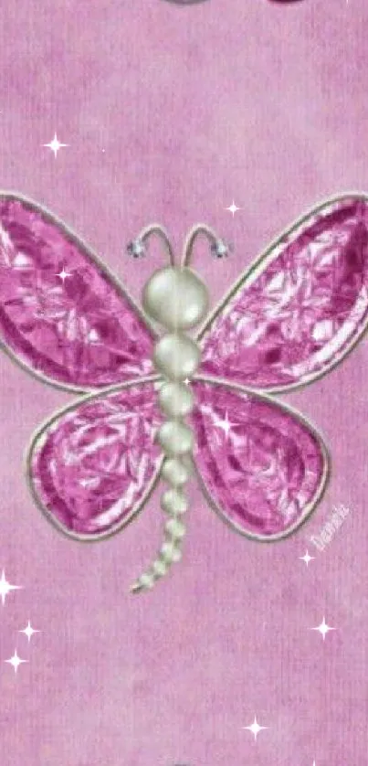 Pink butterfly design on a stylish phone background.