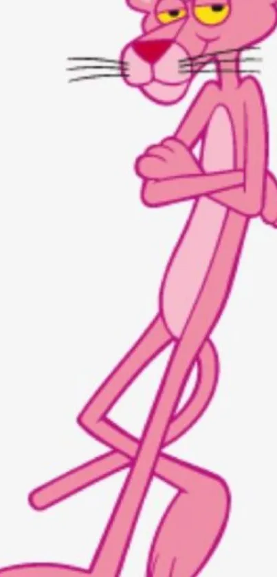 Pink Panther cartoon character wallpaper, playful and iconic pose.