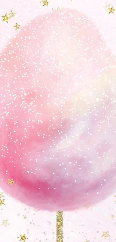 Whimsical pink cotton candy with stars.