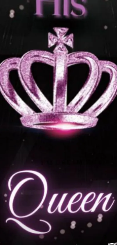 Pink crown with 'His Queen' text on a dark background.