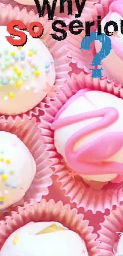 Pink cupcake wallpaper with sprinkles.
