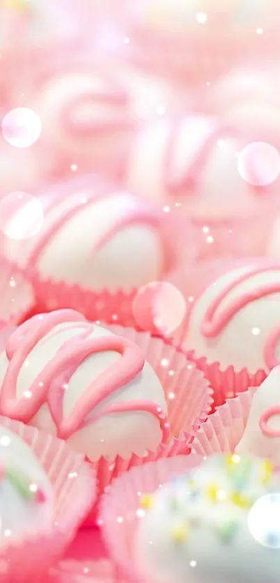 Pink dessert wallpaper with elegant pastries.