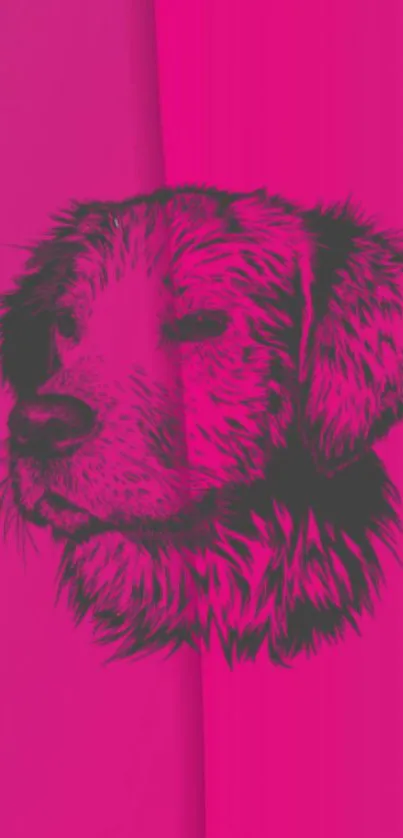 Pink hand-drawn dog sketch mobile wallpaper.