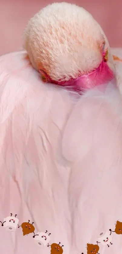 Beautiful pink flamingo with delicate feathers and soft hues.