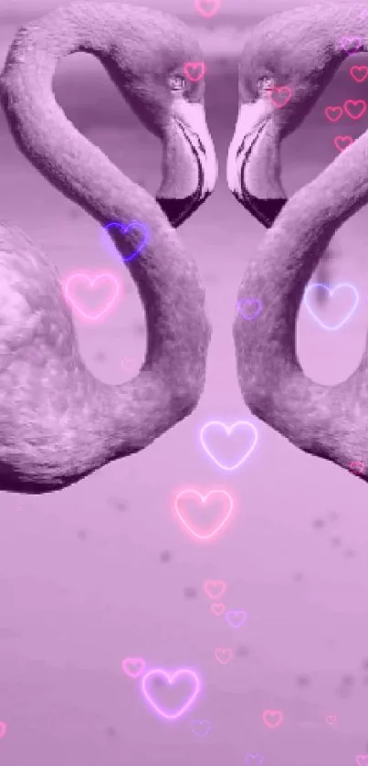 Pink flamingos in mirrored design on mobile wallpaper.