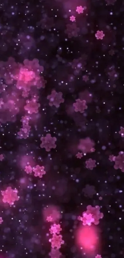 Pink floral galaxy themed mobile wallpaper with stars.