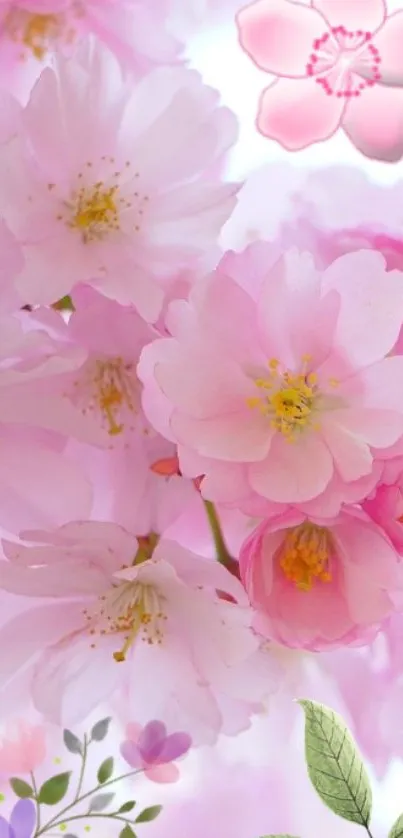 Serene pink flowers wallpaper for mobile devices.