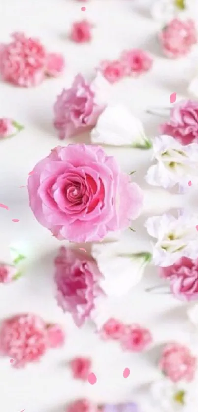 Elegant pink and white floral mobile wallpaper.