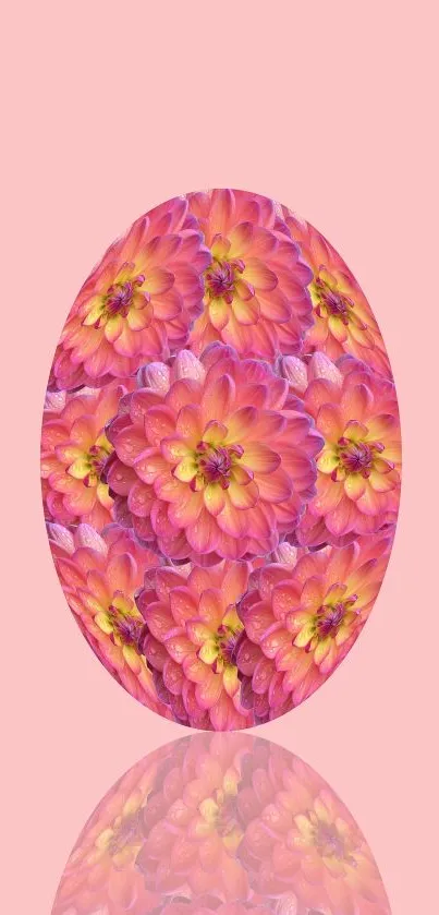 Pink floral wallpaper with layered petals on soft pink background.
