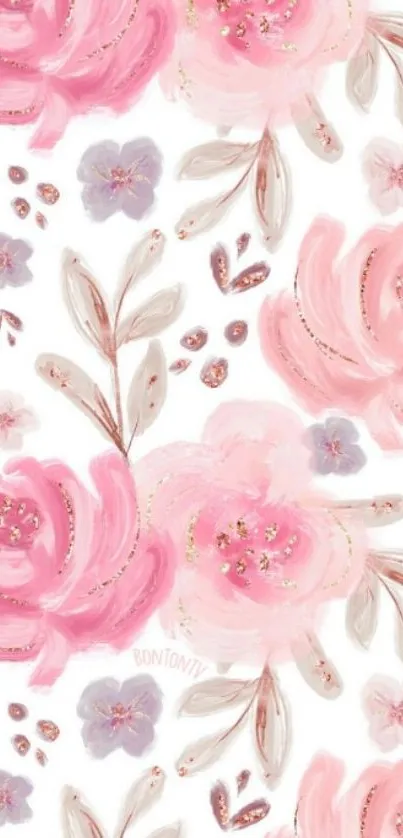 Aesthetic pink floral wallpaper with delicate blossoms.