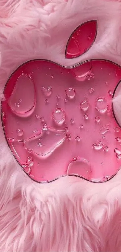 Pink furry texture with an Apple logo design.
