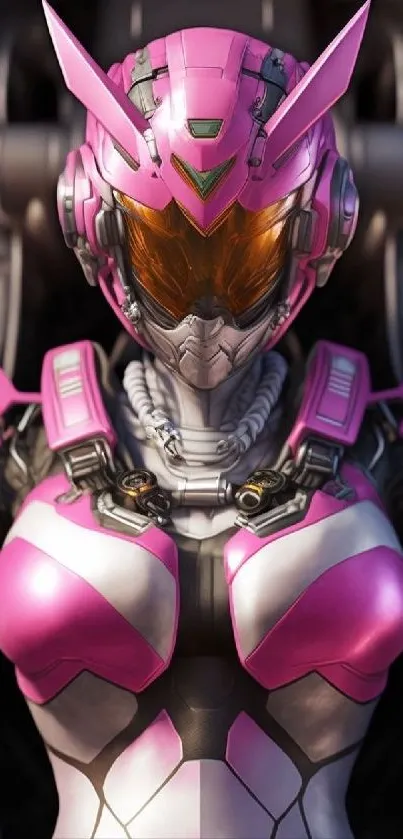 Futuristic pink armor mobile wallpaper with sleek design.