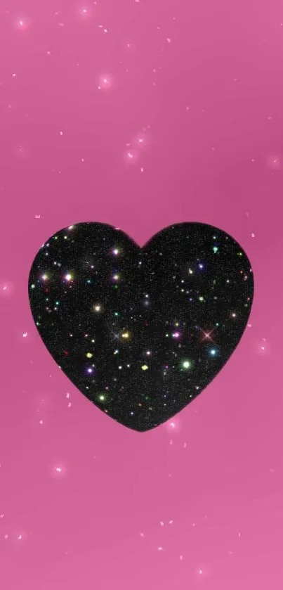 Galaxy heart on pink background wallpaper