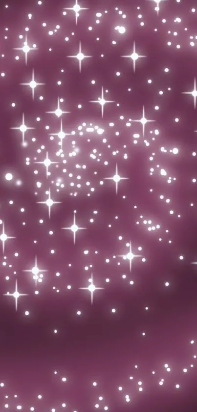 Pink galaxy wallpaper with twinkling stars.