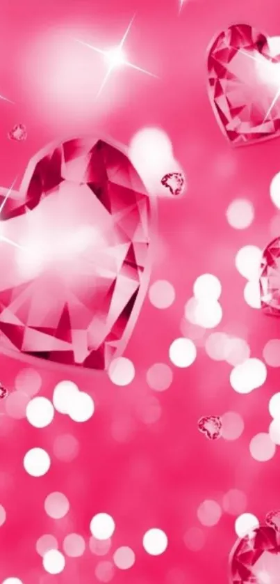 Vibrant pink gem heart wallpaper, sparkling design.