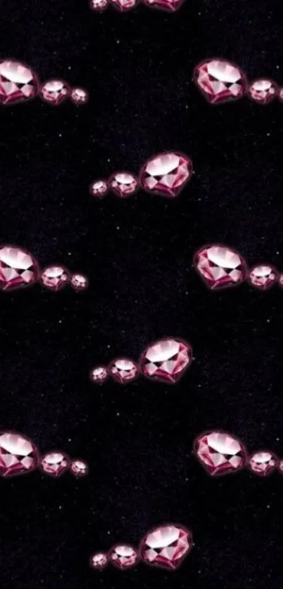 Elegant pattern of pink gems on a black background.