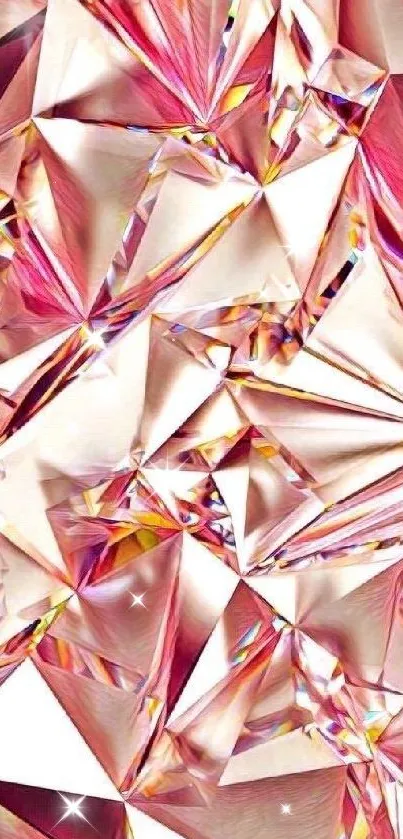 Elegant pink crystal geometric pattern wallpaper.