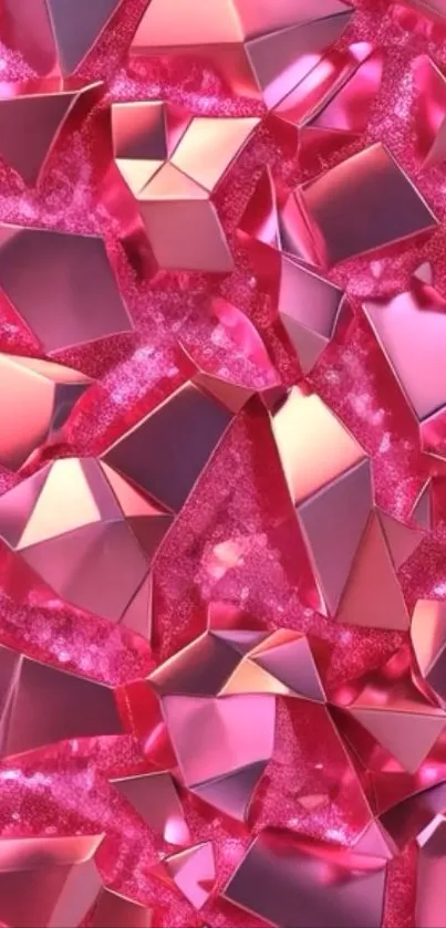 Vibrant pink geometric crystal pattern wallpaper.