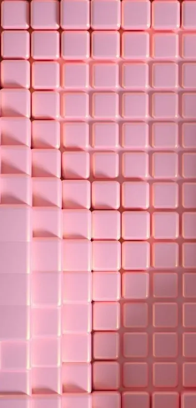 Pink 3D tile effect geometric wallpaper for phones.